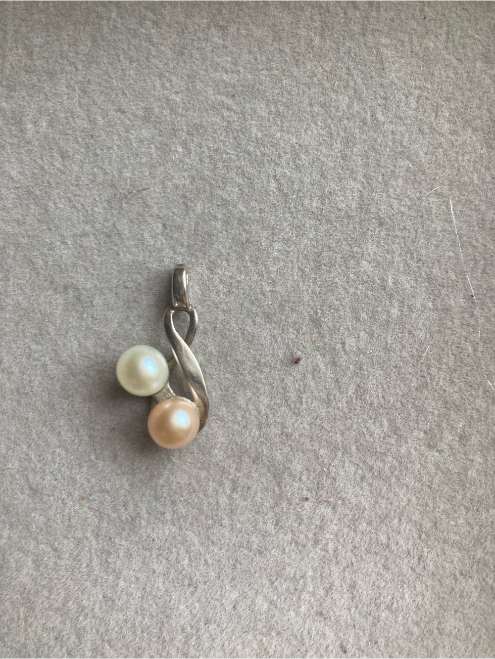 Sterling Silver Pearl Drop Pendant - White & Peach Pearls